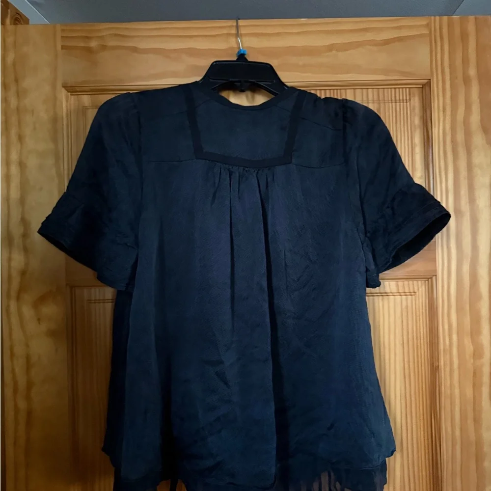 BCBGMaxAzria Black Ruffled Blouse - Picture 3 of 3